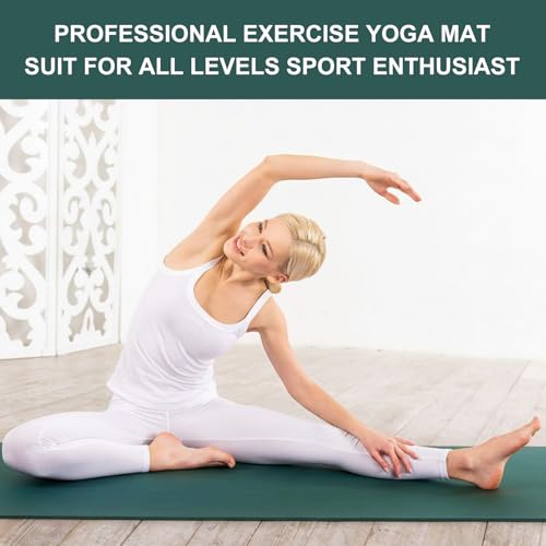 3 mm Thick Yoga Mat Bulk, Non Slip Exercise Workout Fitness Pad for Women Men, Gym Home Yoga Pilates, Easy to Clean, Sturdy PVC - color: Dark Green