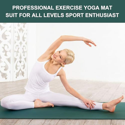 3 mm Thick Yoga Mat Bulk, Non Slip Exercise Workout Fitness Pad for Women Men, Gym Home Yoga Pilates, Easy to Clean, Sturdy PVC - color: Dark Green