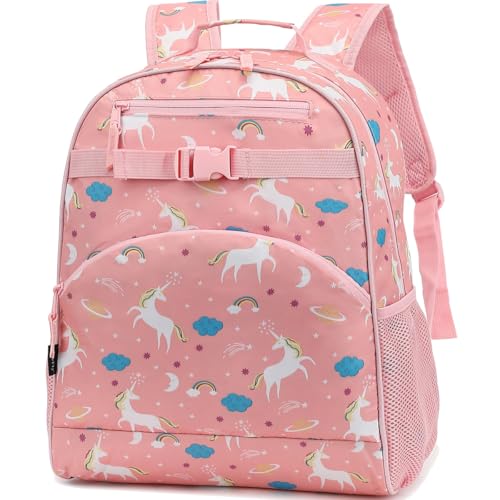 FlowFly Kids Backpack for Toddler Boys Girls, Simple Lightweight Bookbag for Daycare Kindergarten Elementary School Travel, Small Modern Bag (Medium 15'', Unicorn) - color: Unicorn, style: Kids Medium: 12l