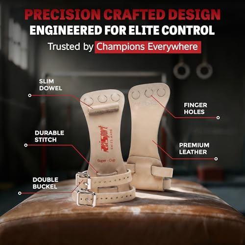 Reisport Men's High Bar Gymnastics Grips - Durable Leather Hand Grips for Gymnastics Bars Men & Boys - Gymnastics Equipment & Accessories for Advanced Gymnasts - size: Small, style: Double Buckle