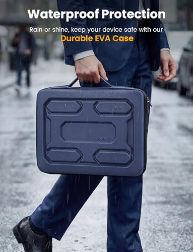 DOMISO Laptop Hard Case 17-17.3 inch Waterproof Shockproof Hard Shell Sleeve with Handle & Storage Pocket, Compatible with MacBook, HP, Dell, Dark Blue - color: Dark Blue, size: 17.3 inch