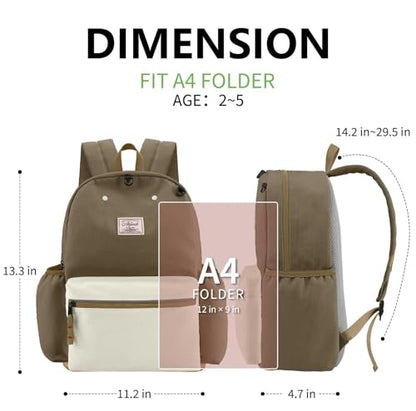 Toddler Backpack for Boys 2-5: Preschool Kindergarten 13" Daycare Backpacks Fit A4 Folder - color: Peanut White, style: Ages 2-5 (13" H Fit A4 Folder)