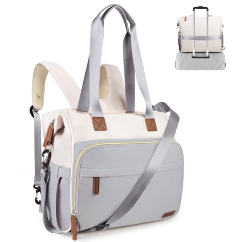 Diaper Bag Backpack Mommy Bag Large Capacity Diaper Backpack Travel Essential Baby Diaper Bag for Mom and Dad, Blue & Beige - color: Blue & Creamy-white