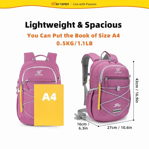 SKYSPER Kids Backpack 18L Children School Bag Child Boy Girl Pack Ages 4-8 for Traveling Day Trips Classes(Purple) - color: Purple, size: Medium