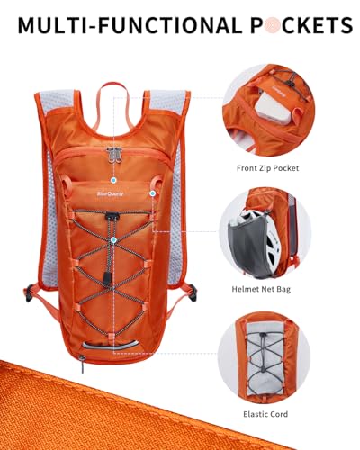 Blue Quartz Hydration Backpack with 2L Water Bladder, Hiking Water Pack with Insulated Compartment for Women Men, Lightweight Cycling Daypack with Phone Pocket, Hydration Pack for Running,Biking - color: Orange