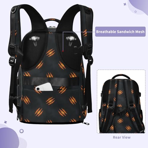 Travel Backpack with Shoe Compartment, 20L Large Capacity Laptop Backpack for Men Women, Fire Claw Marks Daypack for Traveling Hiking Carry On