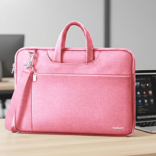 Ferkurn Laptop Case Bag Women Men Computer Sleeve with Shoulder Compatible with HP/Inspiron/Thinkpad/Vivobook/MSI/Surface, 17.3 inch, Pink - color: Blush Pink, size: 17.3 inch