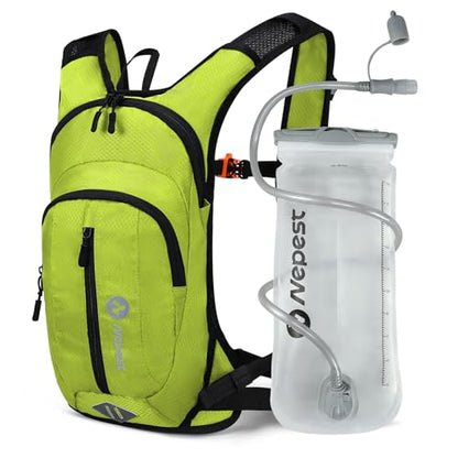 Nepest Hydration Pack Backpack for Women & Men, Lightweight Water Backpack with 2L Water Bladder for Hiking Cycling Running Biking - color: Green