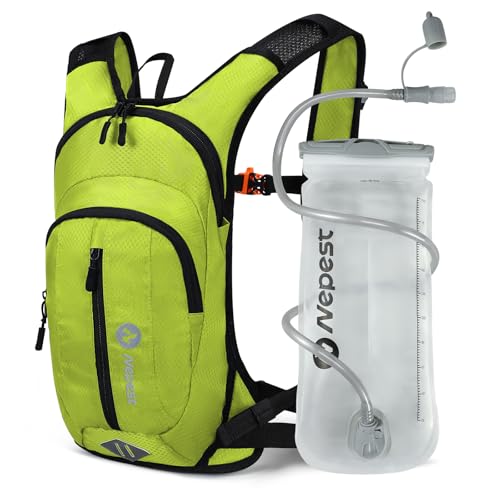 Nepest Hydration Pack Backpack for Women & Men, Lightweight Water Backpack with 2L Water Bladder for Hiking Cycling Running Biking - color: Green