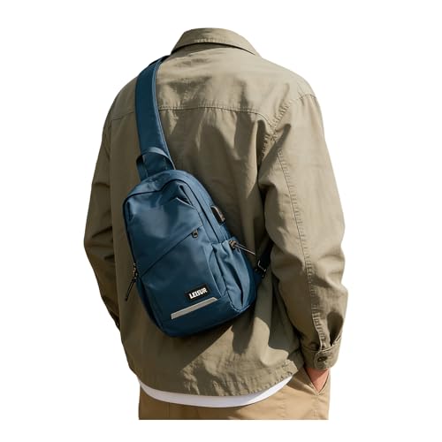 Small Sling Bag for Men Women - Lightweight Crossbody Backpack, Multipurpose Shoulder Bag, Compact Chest Daypack for Travel Hiking Gym Sport with USB Charger Port Peacock Blue - color: Blue