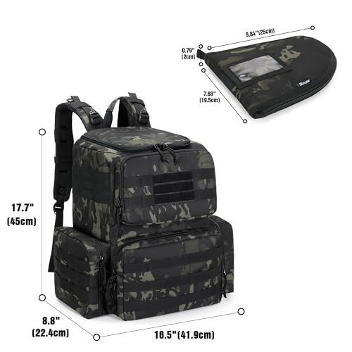 DSLEAF Tactical Range Pistol Backpack with 6 Pistol Cases, Gun Backpack with 9X Magazine Slots for Shooting and Hunting - color: Camo