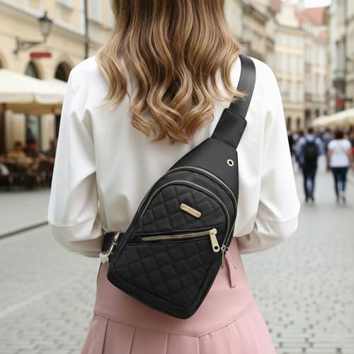 Sling Bag Crossbody for Men Women, Small Sling Backpack, Waterproof Chest Bag with Adjustable Strap for Travel, Hiking, Outdoor Sports, Black - color: Black