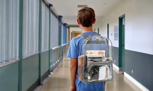 Trail maker Bulk Clear Backpacks Wholesale for School 24 Pack Clear Backpacks for Boys, Girls, School, Stadium, Travel (Grey Pack) - color: Grey Pack