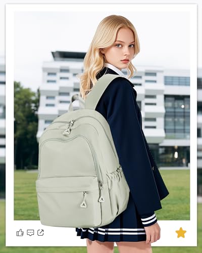 winspansy Backpack for School Teenage Girls Boys,Waterproof Lightweight School Bags Travel Daypack Simple Cute College Backpack Rucksack for Women Men fit 14 Inch Laptop,Light Green - color: A1-light Green
