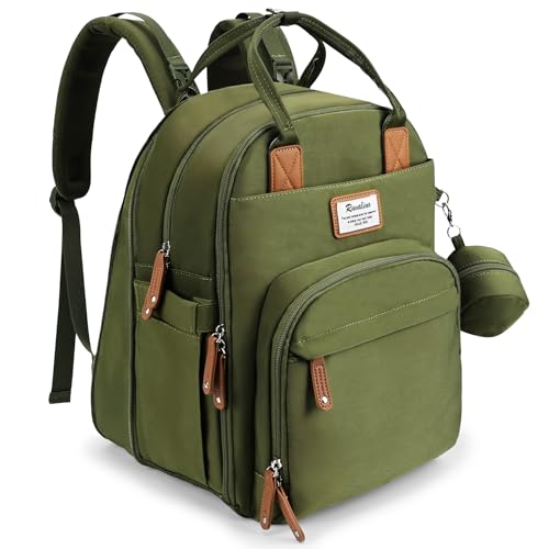 RUVALINO Diaper Bag Backpack-Expandable Baby Bag with up to 50% Capacity -Baby Essentials Bag with Changing Pad Insulated Bottle Holders & Pacifier Case, Waterproof, Army Green XL - color: Army Green