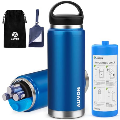 AUVON Large Insulin Cooler Travel Case, Med Anti-freezing and Handle Design | 44H Cold Vacuum Insulin Bottle with Medical ID Tag, Gel Ice Pack & Pouch, Diabetic Medical Cooler, TSA Approved
