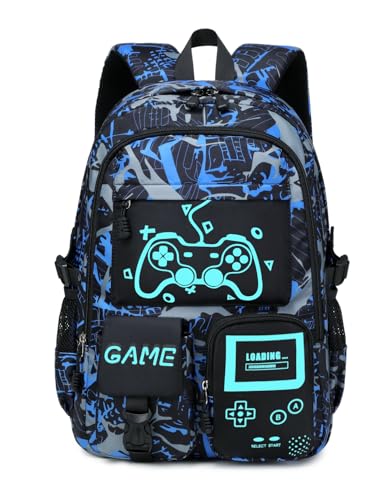 mezhsa Boys School Backpack Kids Bookbag Elementary Middle Durable Waterproof Bags - color: 1blue
