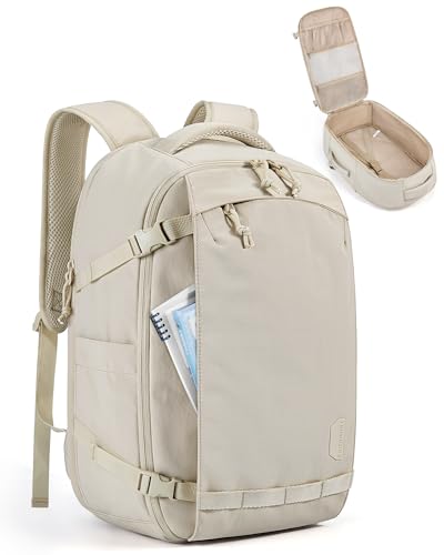 BAGSMART Blast Travel Backpack, 17.3 Inch Carry On Backpack Flight Approved, TSA Approved Personal Item Travel Bag, Water Resistant Weekender Bag Luggage Daypack, Beige - color: Beige, size: 17.3 Inch