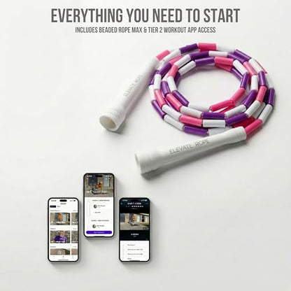 Pro-Grade Beaded Jump Rope for Beginners - color: White/Purple/Pink