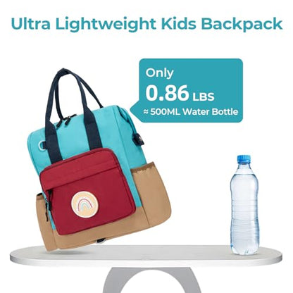 CLUCI Toddler Backpack Kids Backpacks For Boys Preschool Kindergarten Elementary Daycare Backpack For School & Travel Bookbag with 4 Detachable Cute Patches - color: Blue Brown and Red