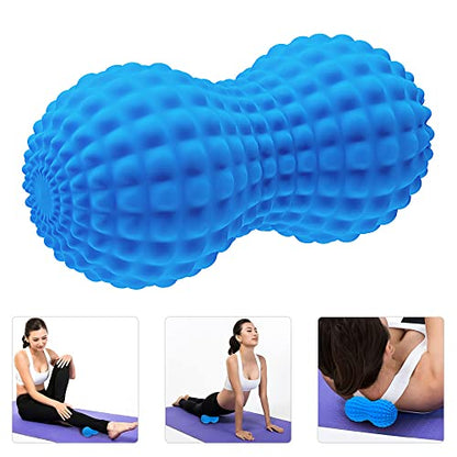 SELEWARE Peanut Massage Ball, Double Lacrosse Massage Roller Balls, Deep Tissue Massage Ball for Back, Neck, Shoulder, Spine, Legs, Hips, Peanut Roller Trigger Point Muscle Massage Relaxer (Blue) - color: Blue
