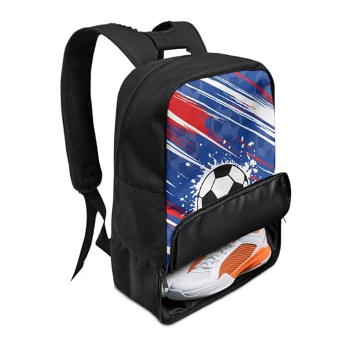 18.5in Basketball Backpack Basketball Bag with Shoe Compartment & Ball Holder, Waterproof Bag for Soccer Volleyball - color: Soccer Text Graffiti Print