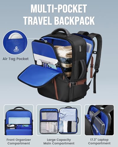 MATEIN 18x14x8 Inches Travel Backpack Personal Item, Expandable Underseat Backpack for Airplane with Shoe Compartment, TSA Airline Approved Carry on Bag Luggage Mochila Fit 17" Laptop, Black Brown - color: Black Brown
