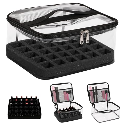 Beloving Nail Polish Organizer Bag Holds 30 Bottles (15ml/0.5 fl.oz) Portable Supplies Organizer Handbag for Manicure Tools, Portable Nail Supplies Kit Organizer Carrying Case (Black) - color: 2.Black