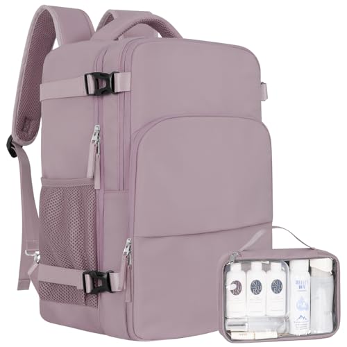 Sinaliy Travel Backpack, Carry on Flight Approved Backpack with Multi-Pockets, TSA Waterproof 17.3inch Laptop Backpack, Personal Item Travel Bag for Men Women, Light Purple - color: Purple, size: X-Large