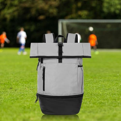 Outdoor Gym Backpack, Multifunction Large Capacity Lightweight for Fitness Travel Hiking, Nylon Daypack- Gray - color: Gray
