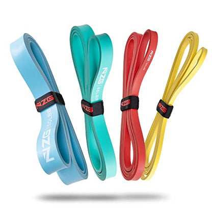 NonZero Gravity 100% Latex-Free Organic Rubber Power Resistance Bands | Compact Durable Hypoallergenic Bands for Strength Training & Workouts | 11 Levels (10 to 140 Lbs) - color: SET4 Mixed 4-Band