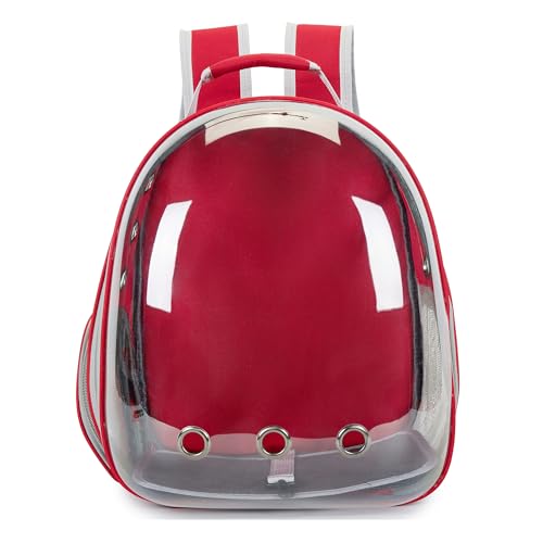 Cat Bubble Backpack Carrier for Small Medium Dogs Cats Carrying Bag, Airline Approved Pet Travel Carrying Bag Dog Hiking Walking Outdoor Backpack (Red) - color: Red