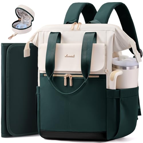 LOVEVOOK Baby Diaper Bag Backpack, Large Bag for Boys & Girls (Green-beige, M-3pcs) - color: Green-beige