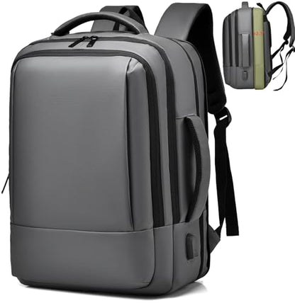 17/15.6" Business laptop backpack, PU Travel backpack,carry on backpack, Expandable laptop backpack Women Men,college backpack (02#updated, Grey) - color: 02#grey, style: 02#updated