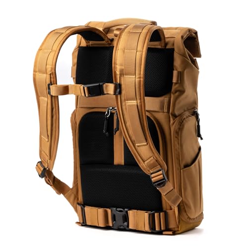 Think Tank FocusPoint 22L RollTop Camera Backpack - Golden Hour: Expandable Travel & Camera Backpack with Laptop Sleeve, Quick Side and Back Access, Rain Cover – Versatile Photography & Travel Bag - color: Golden Hour, size: 22 Liters