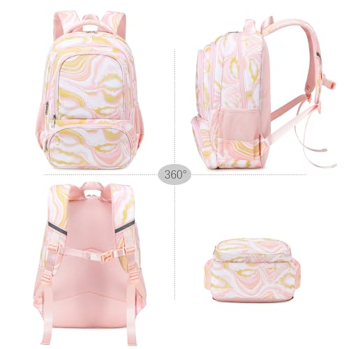 abshoo Marble Lightweight Kids Backpack For School Girls Elementary Kindergarten Bookbag School Bags (Marble PINK-B) - color: Marble Pink-b