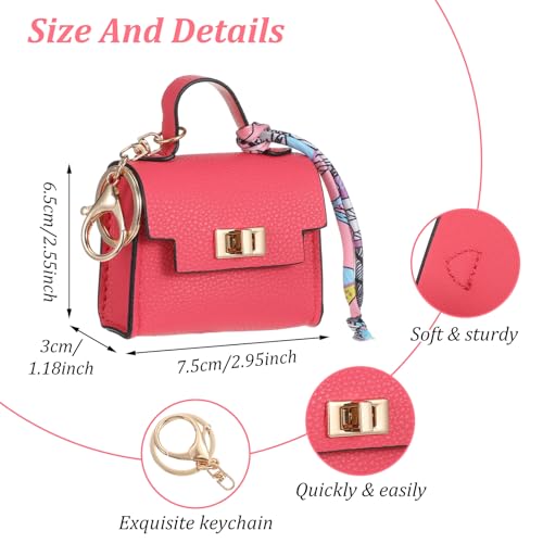 8 Pcs Mini Backpack Keychain Bulk, Mini Coin Purses for Women Cute PU Leather Makeup Bag with Keychain, Multi Pocket Card Holder Cable Organizer Giftable Zipper Pouch (8 Colors)