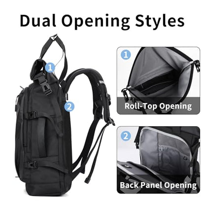 Rolltop Backpack, Travel Rucksack for Men Women, Anti Theft Backpacks with 15.6-inch Laptop Compartment, Waterproof Casual Daypack for Work, Business, Commuter and College - color: Black