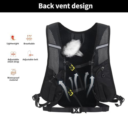 15L Small Hiking Backpack Lightweight Hydration Backpack for Men Women, Warterproof Hiking Daypack for Travel Cycling - color: Black