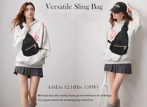 Xsecnua Small Crossbody Bag Convertible Mini Backpack for Women, Cross Body Sling Bag Sling Backpack for Travel Daypack - color: Z Black