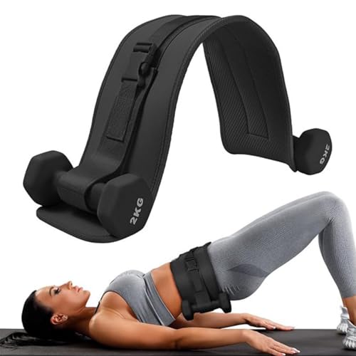 Exercise Hip Thrust Belt Workout Equipment Weighted Adjustable for Glute Strength Training, Use with Heavy Duty Kettlebells - color: black