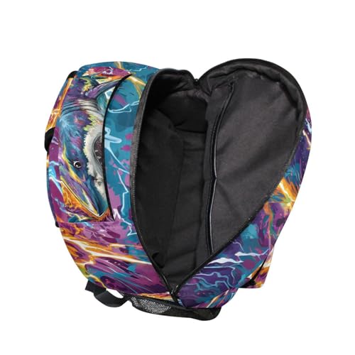 susiyo Colorful Lightnbing Shark School Backpack Bookbag Lightweight College Back Pack Travel Camping Casual Daypack for Teens Girls Boys Women Men - color: Colorful Lightnbing Shark