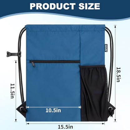 HOLYLUCK Men & Women Outdoor Sport Gym Sack Waterproof Drawstring Backpack Bag (Standard with drawstring, Cyan Blue) - color: Cyan Blue, style: Standard With Drawstring