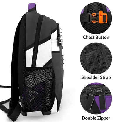 Volleyball Purple Black Shoulder Backpack Bag for Sports Travelling Hiking Camping - color: Muilti 22