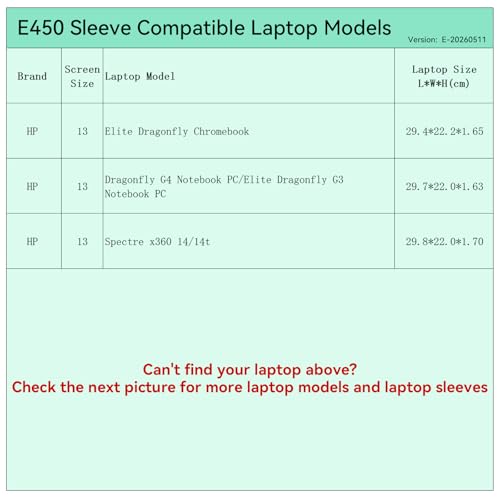 Smatree Elite Laptop Sleeve for 13.5 inch HP Elite Dragonfly G3/Chromebook, HP Dragonfly G4, Spectre x360 14/14t, Protective Laptop Case with Pocket(E450) - size: 13 inch/E450/Size: 31.2*22.7cm