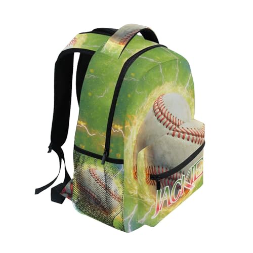 susiyo Custom Name Backpack Personalized School Bookbag Baseball with Lightning Lightweight College Back Pack Travel Camping Casual Daypack for Teens Girls Boys Women Men - color: Custom Baseball