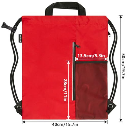 HOLYLUCK Drawstring Backpack Gym Bag For Men Women, String Beach Swim Sports Backpack - color: Red, style: Standard Drawstring