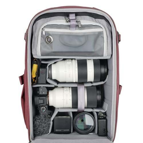 VANGUARD VEO Metro B30L Camera & Everyday Backpack (Magenta) – Fits 70–200mm Attached, 17" Laptop Storage, Convertible Daypack Design, Travel-Ready Carry-On - color: Magenta, size: 30L