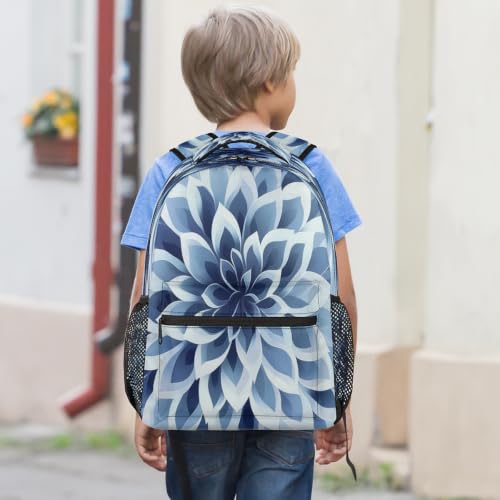 Blue Dahlia Flower Womens Travel Backpack | 15.6 Inch Laptop Backpack, Lightweight Casual Daypack, Water Resistant, Cute Work Backpacks, Large Capacity - color: Multicolor2
