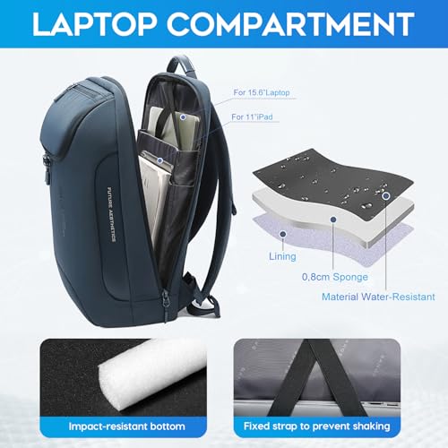 BANGE Ergonomic Anti-Theft Laptop Backpack for Men & Women, 15.6 Inch Business Travel Backpack, Waterproof Lightweight Durable Rucksack for Office, Outdoor - color: Blue